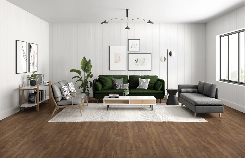 Room scene showing Evoke Archways laminate in the Batu color.